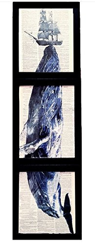 Whale and Ship Hydraulic Press 3 Piece Linked Dictionary Art