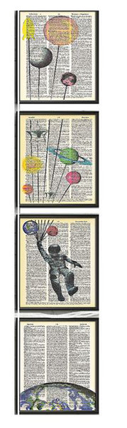 Artnwordz Major Tom 4 Piece Dictionary Art