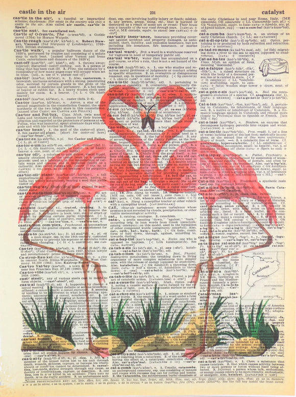 Artnwordz Flamingo Love Dictionary Sheet Pop Art Wall or Desk Art Print Poster