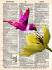 Artnwordz Hummingbird Dictionary Sheet Original Pop Art Wall or Desk Art Print Poster