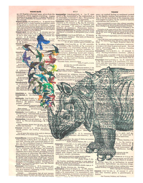 Artnwordz Rhino Birds Original Dictionary Sheet Pop Art Wall or Desk Art Print Poster