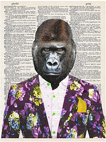 Artnwordz Monkey Business Gorilla Suit Original Dictionary Sheet Pop Art Wall or Desk Art Print Poster