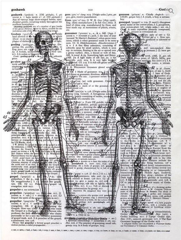 Artnwordz Skeleton Body Original Dictionary Sheet Pop Art Wall or Desk Art Print Poster