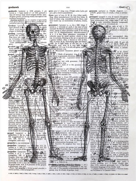 Artnwordz Skeleton Body Original Dictionary Sheet Pop Art Wall or Desk Art Print Poster