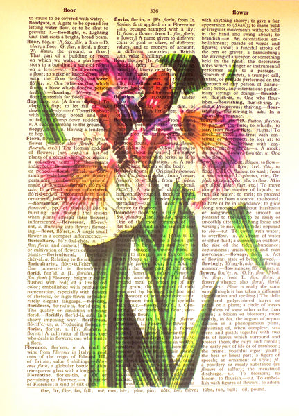 Artnwordz Iris Flower Bouquet Original Dictionary Sheet Pop Art Wall or Desk Art Print Poster