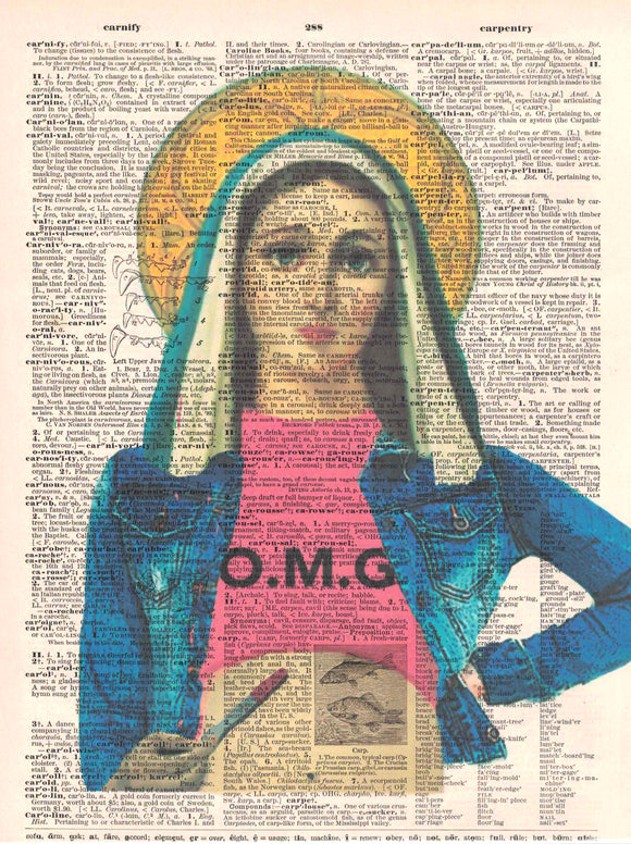 Artnwordz Mary OMG Pregnancy Test Original Dictionary Sheet Pop Art Wall or Desk Art Print Poster