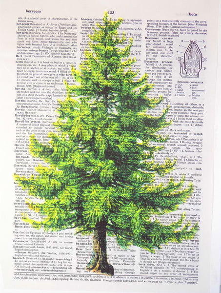 Artnwordz Pine Tree Original Dictionary Sheet Pop Art Wall or Desk Art Print Poster