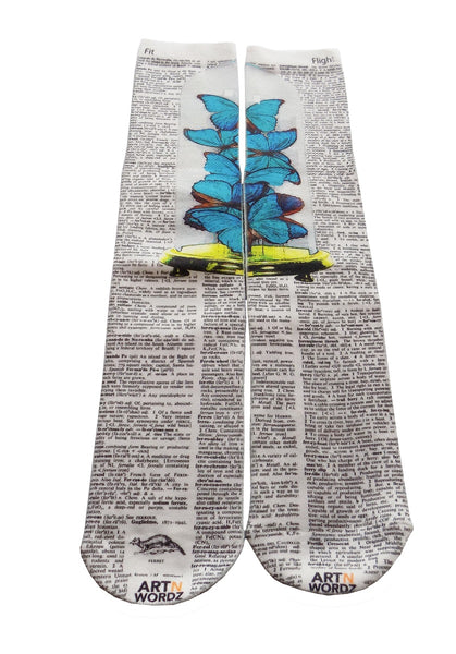 Artnwordz Butterfly in Glass Unisex Dictionary Art Socks