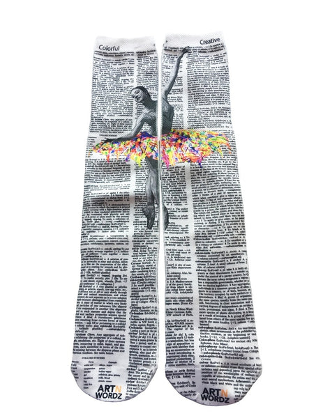 Artnwordz Colorful Ballet Unisex Dictionary Art Socks