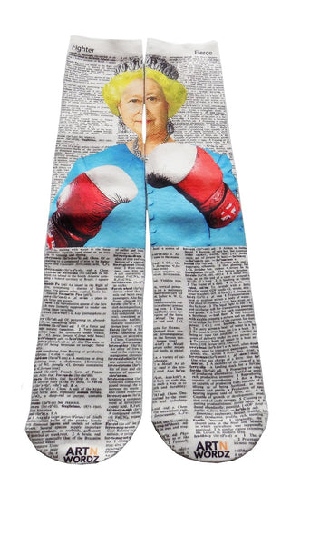 Artnwordz British Pound Queen Unisex Dictionary Art Socks