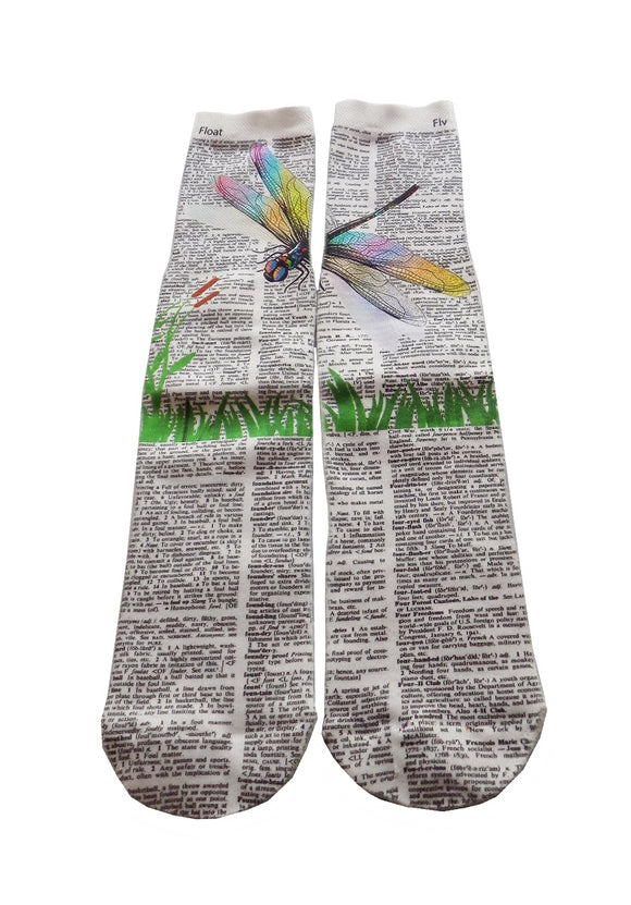 Artnwordz Dragonfly Unisex Dictionary Art Socks