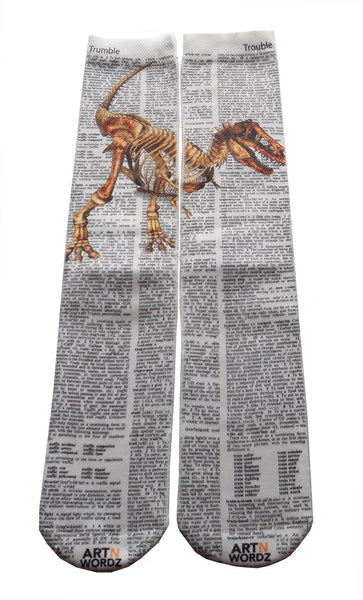 Artnwordz T-Rex Bones Dinosaur Unisex Dictionary Art Socks