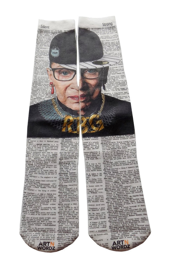 Artnwordz RBG Ruth Bader Ginsburg Unisex Dictionary Art Socks