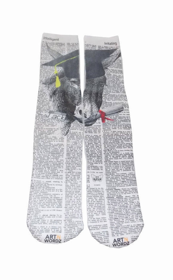 Artnwordz The Smart Ass Donkey Unisex Dictionary Art Socks