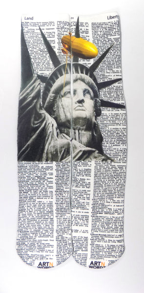 Artnwordz Land of Liberty Statue of Liberty Unisex Dictionary Art Socks