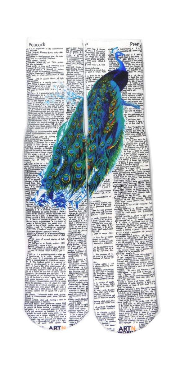 Artnwordz Peacock Unisex Dictionary Art Socks