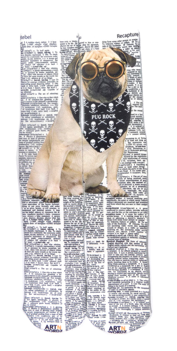 Artnwordz Steampunk Pug Unisex Dictionary Art Socks