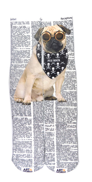 Artnwordz Steampunk Pug Unisex Dictionary Art Socks