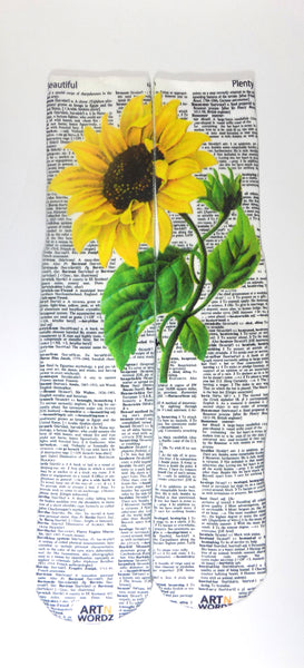 Artnwordz Sunflower Unisex Dictionary Art Socks