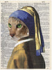 Artnwordz Blue Cat  Dictionary Sheet Original Pop Art Wall or Desk Art Print Poster