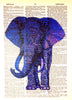 Artnwordz Elephant Blue Dictionary Art