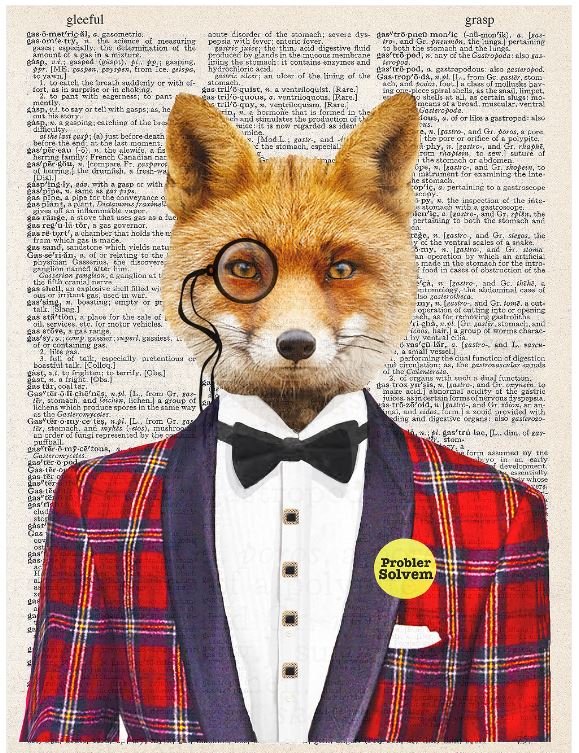 Artnwordz Clever Fox Original Dictionary Sheet Pop Art Wall or Desk Art Print Poster