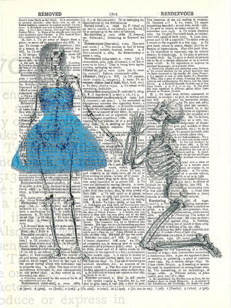 Artnwordz Doghouse Skeleton Couple Original Dictionary Sheet Pop Art Wall or Desk Art Print Poster
