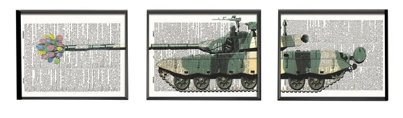 Flower Tank 3 Piece Linked Dictionary Art