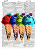 Artnwordz I-Scream Colorful Ice Cream Original Dictionary Sheet Original Pop Art Wall or Desk Art Print Poster