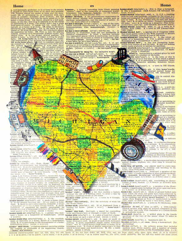 Artnwordz Michigan Hearts Original Dictionary Sheet Pop Art Wall or Desk Art Print Poster