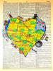 Artnwordz Michigan Hearts Original Dictionary Sheet Pop Art Wall or Desk Art Print Poster