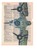 Artnwordz B17 Airplane Bomber 3 Piece Triplicate Dictionary Art