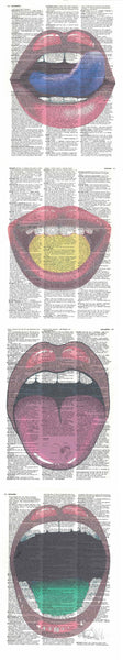 Lips 4 Piece Quad Linked Dictionary Art