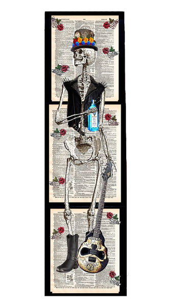 Artnwordz Rock Never Dies Skeleton 3 Piece Dictionary Art
