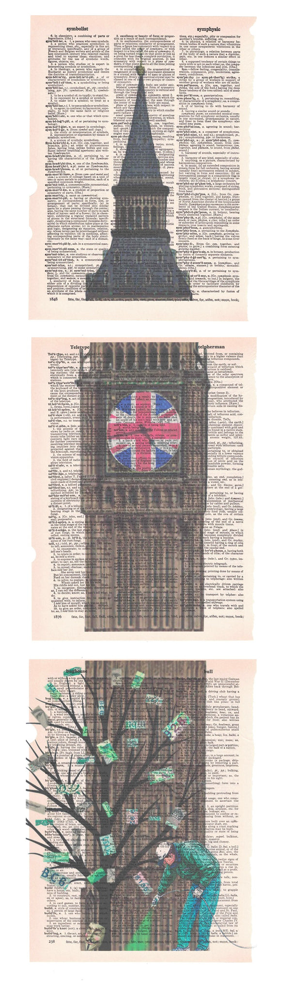 Artnwordz London Calling Big Ben 3 Piece Dictionary Art