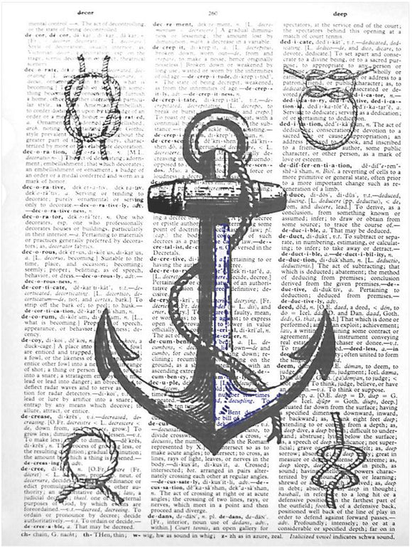 Artnwordz Anchor  Original Dictionary Sheet Pop Art Wall or Desk Art Print Poster