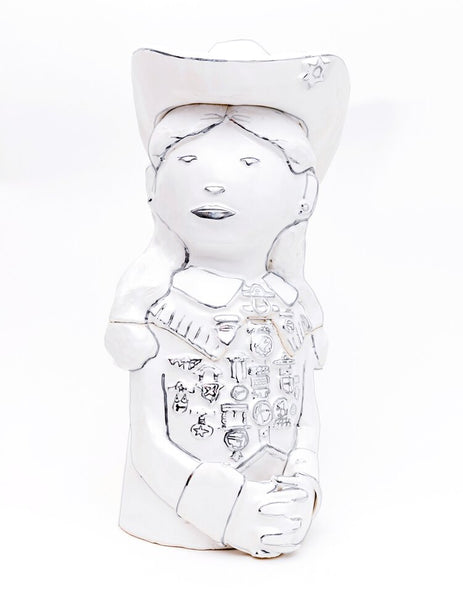Hazy Mae Annie Oakley Bright White Ceramic Cookie Jar