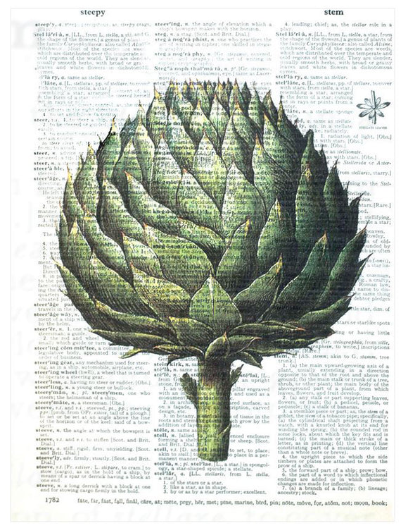 Artnwordz Artichoke Original Dictionary Sheet Pop Art Wall or Desk Art Print Poster