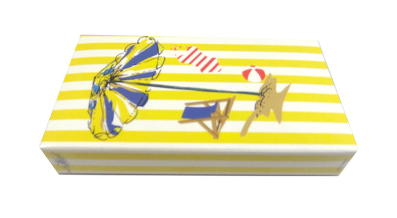 The Joy of Light Designer Matches Beach Scene Yellow Striped UV Coated Embossed 4