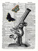 Artnwordz Butterfly Microscope Original Dictionary Sheet Pop Art Wall or Desk Art Print Poster