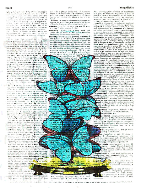 Artnwordz Butterfly Under Glass Original Dictionary Sheet Pop Art Wall or Desk Art Print Poster