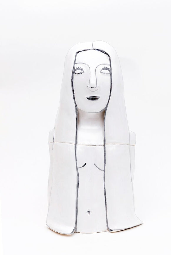 Hazy Mae Cher Bright White Ceramic Cookie Jar