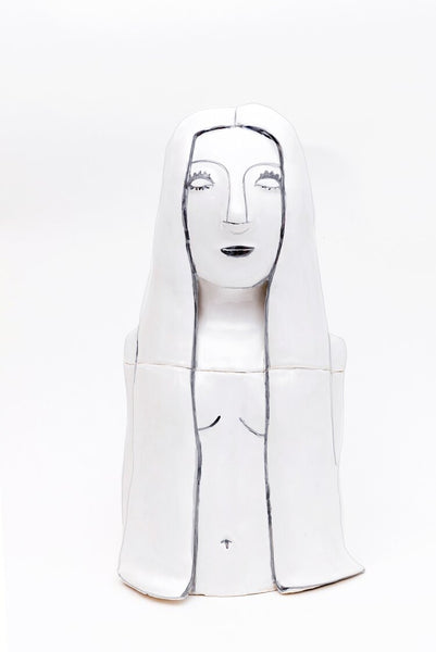 Hazy Mae Cher Bright White Ceramic Cookie Jar