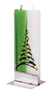 Flatyz Handmade Lithuanian Twin Wick Unscented Thin Flat Candle- Green & White Christmas Tree