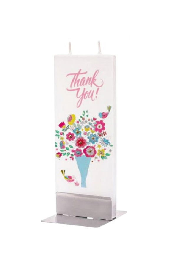 Flatyz Handmade Twin Wick Unscented Thin Flat Candle - Thank You Flowers