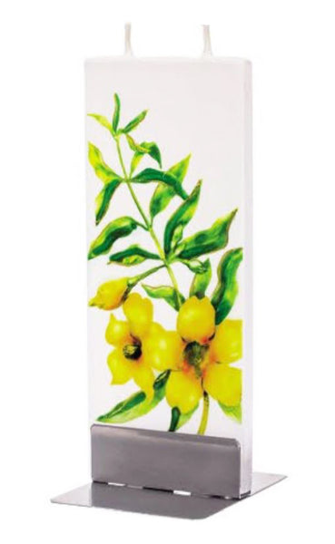 Flatyz Handmade Twin Wick Unscented Thin Flat Candle - Yellow Jessamine Flower