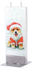 Flatyz Handmade Lithuanian Twin Wick Unscented Thin Flat Candle - Santa Clause Dog