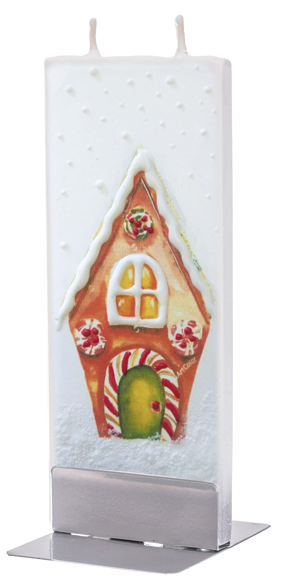 Flatyz Handmade Lithuanian Twin Wick Unscented Thin Flat Candle - Gingerbread House