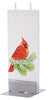 Flatyz Handmade Lithuanian Twin Wick Unscented Thin Flat Candle - Snowy Cardinal on Pine Branch