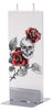 Flatyz Handmade Twin Wick Thin Flat Candle - Skull With Red Roses